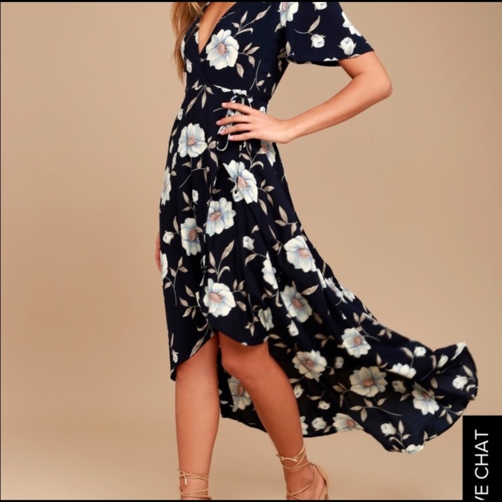 NWT Lulus floral wrap high low dress